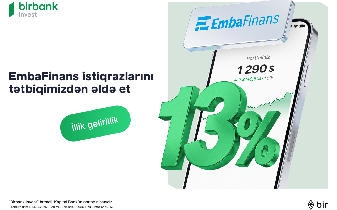 Birbank Invest tətbiqi üzərindən istiqrazlarına abunə yazılışı keçirilir